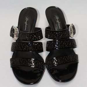 Brighton Tinsel Black Patent Strappy Heels